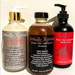 Green Tea Lemongrass Shampoo, Conditioner and Moisturizer Set